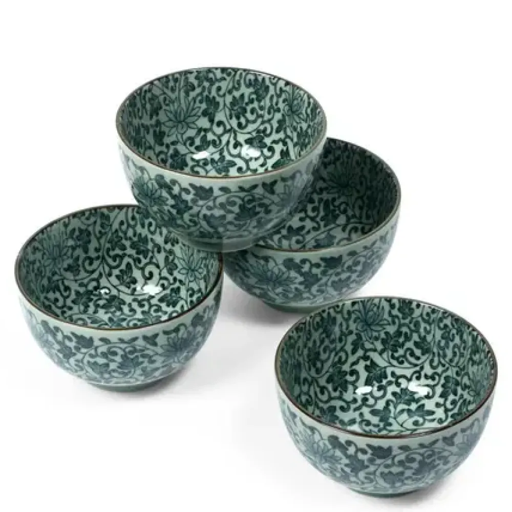 Antique Green Karakusa 5" Bowl Set At Miya^MIYA Company Online