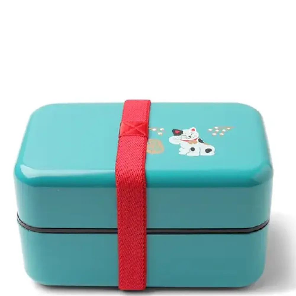 Bento Box Fortune Cat Teal Blue^MIYA Company Sale