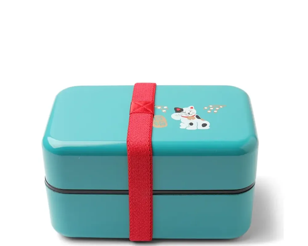 Bento Box Fortune Cat Teal Blue^MIYA Company Sale