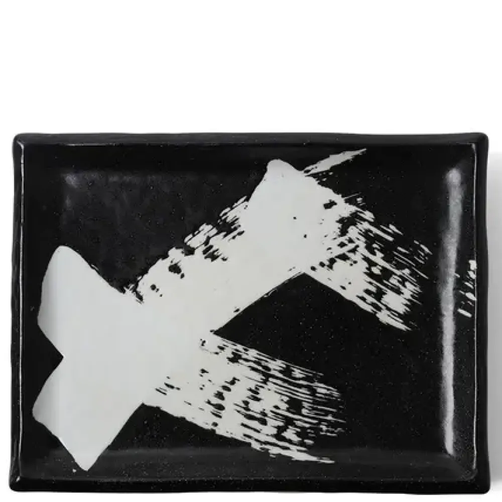 Black & White Brush Rectangle Platter^MIYA Company Shop