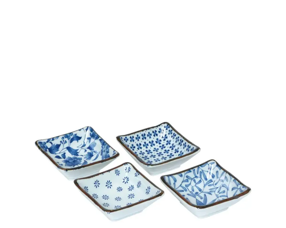 Blue & White 3.25" Sq. Sauce Dish Set^MIYA Company Outlet