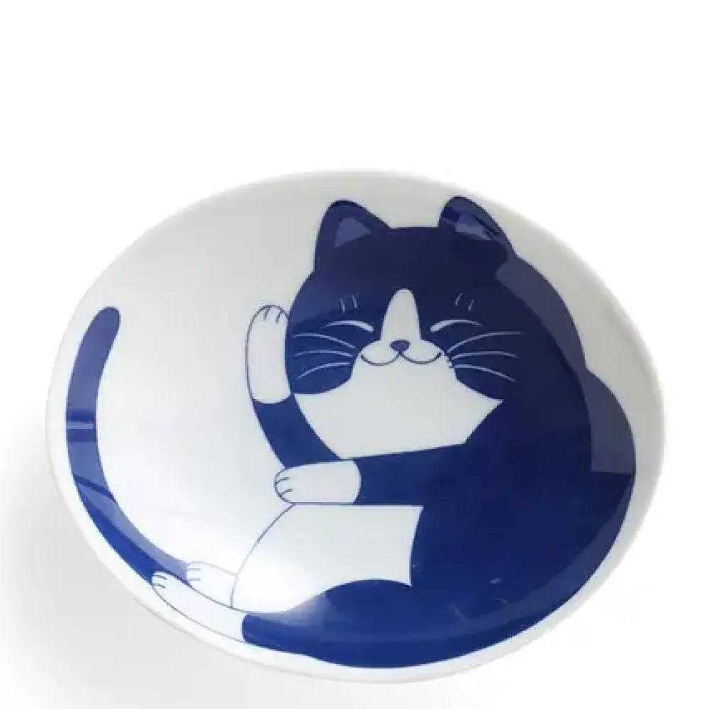 Blue Cats 7.5" Oval Bowl^MIYA Company Outlet