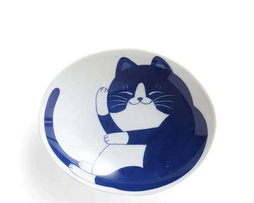 Blue Cats 7.5" Oval Bowl^MIYA Company Outlet