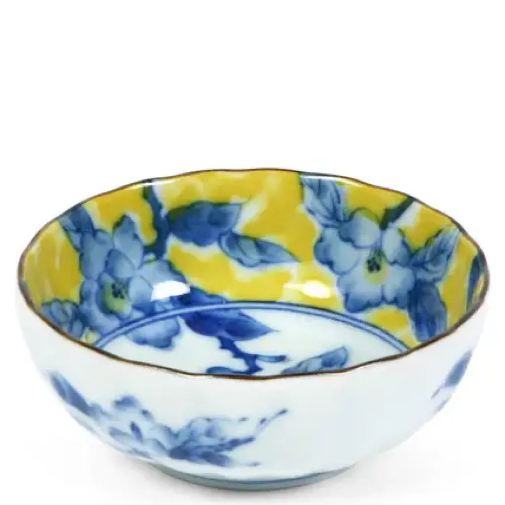 Blue Flower 4.25" Yellow Bowl^MIYA Company Flash Sale