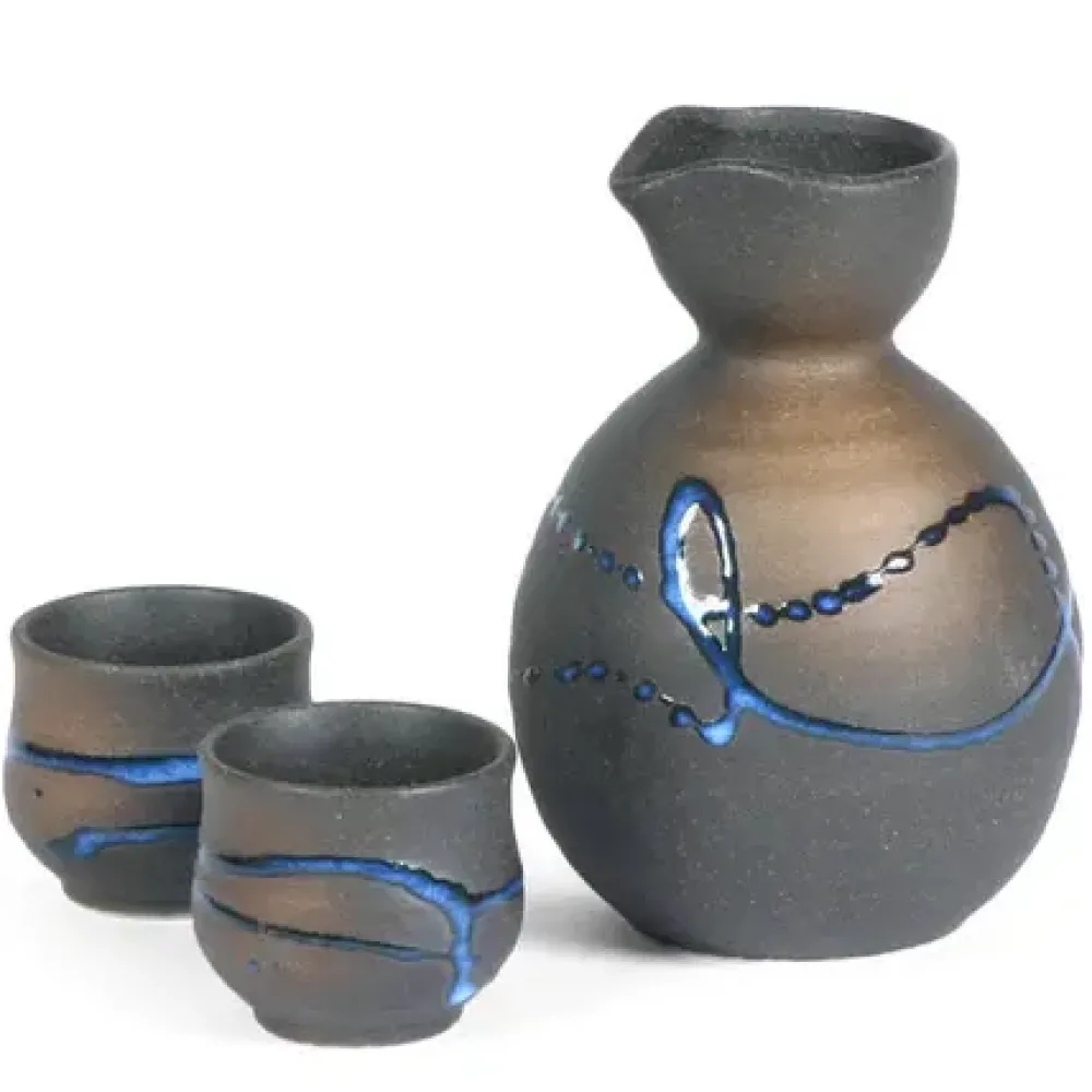 Blue Splatter Sake Set^MIYA Company Shop