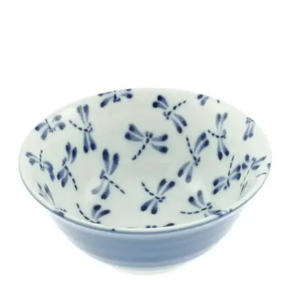 Bowl Blue & White Dragonfly 6"^MIYA Company Cheap