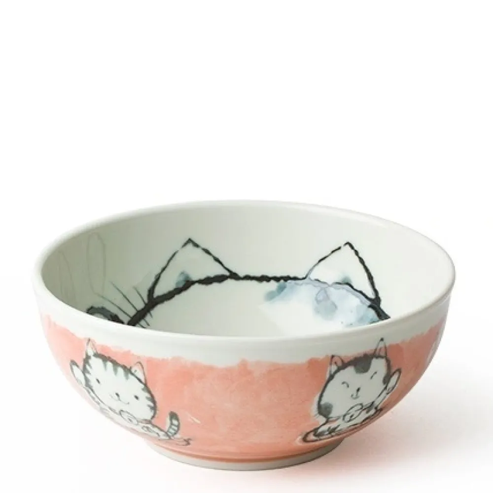 Fortune Cat 6.25" Bowl Pink^MIYA Company Clearance