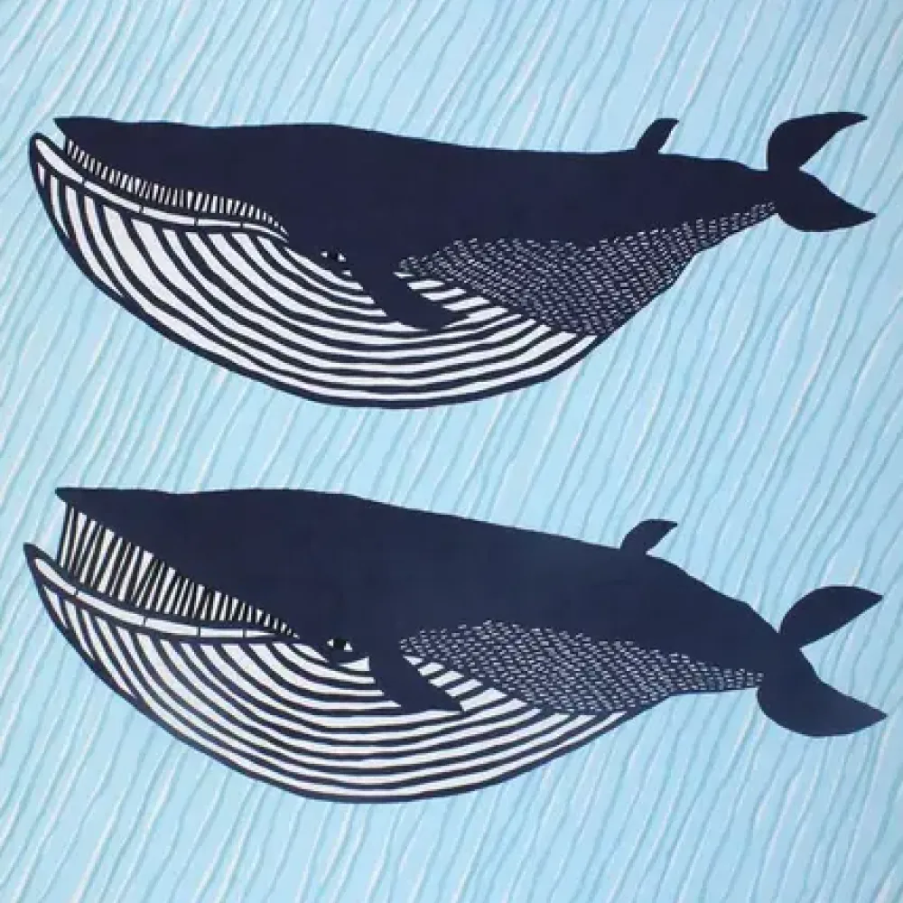 Furoshiki Whales 41" Sq.^MIYA Company Outlet