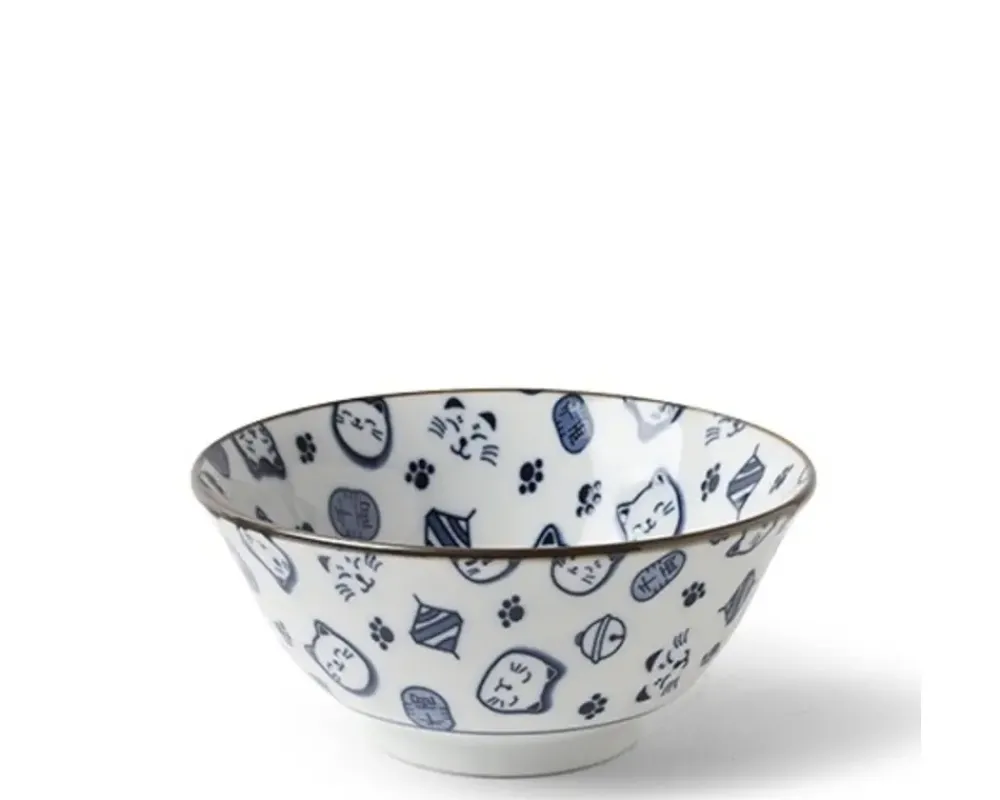 Maneki Neko Blue 5.75" Bowl^MIYA Company Store