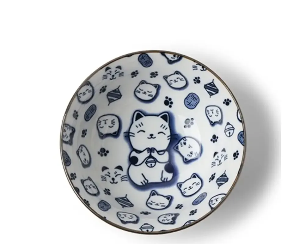 Maneki Neko Blue 5.75" Bowl^MIYA Company Store