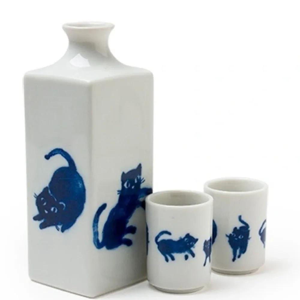 Midnight Blue Cat Sake Set^MIYA Company Discount