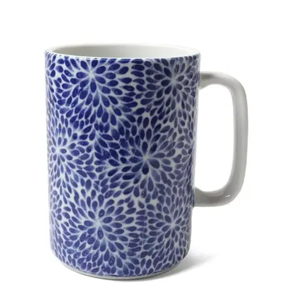 Mug Blue & White Mums 16 Oz.^MIYA Company Best