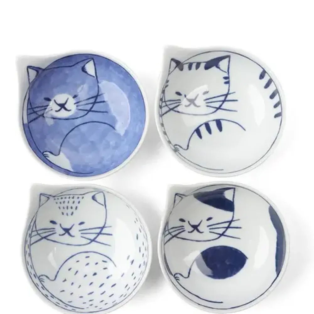 Nekotori Cat Bowl 3.75" Set/4^MIYA Company Hot