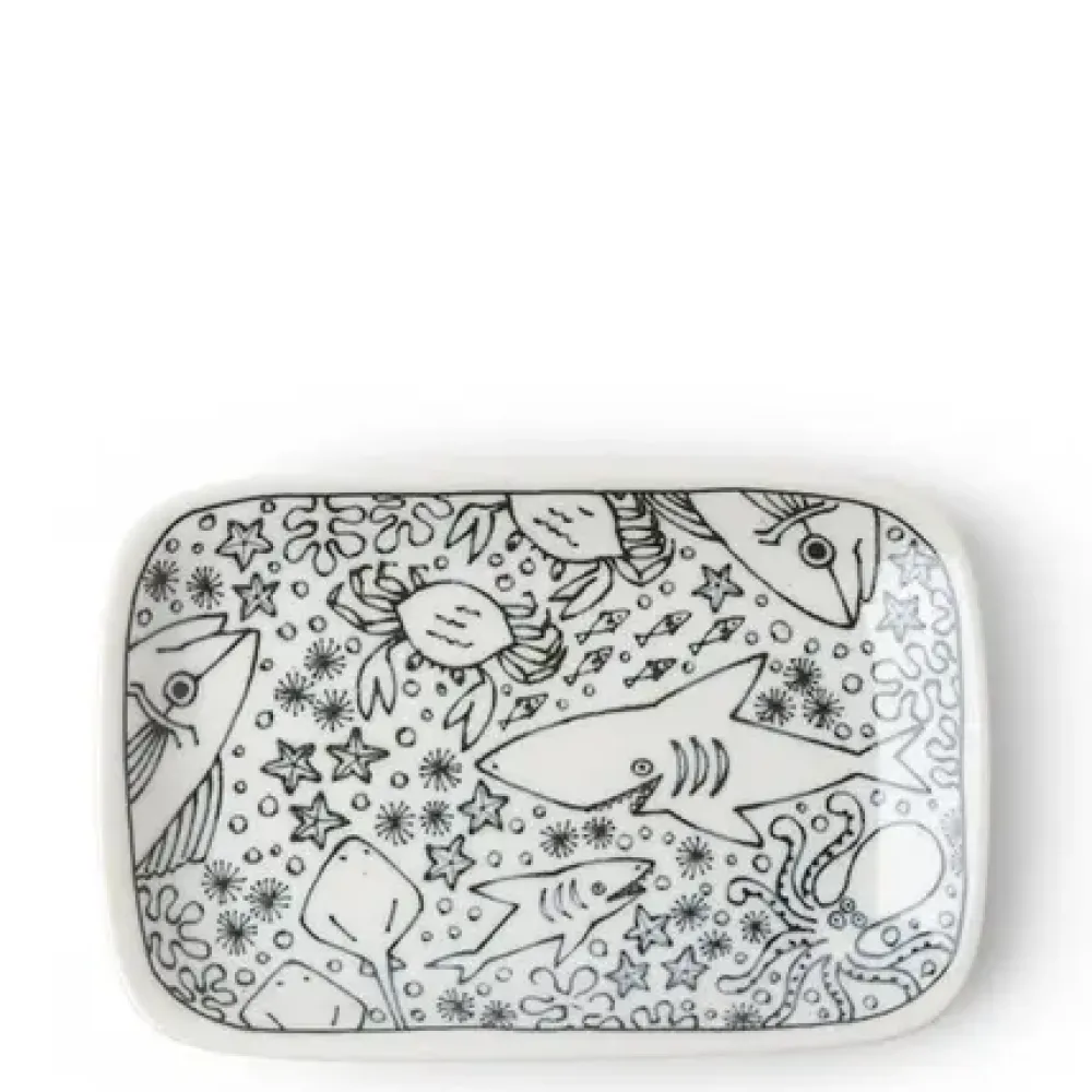 Plate Rectangle Happy Sea Animals^MIYA Company Clearance