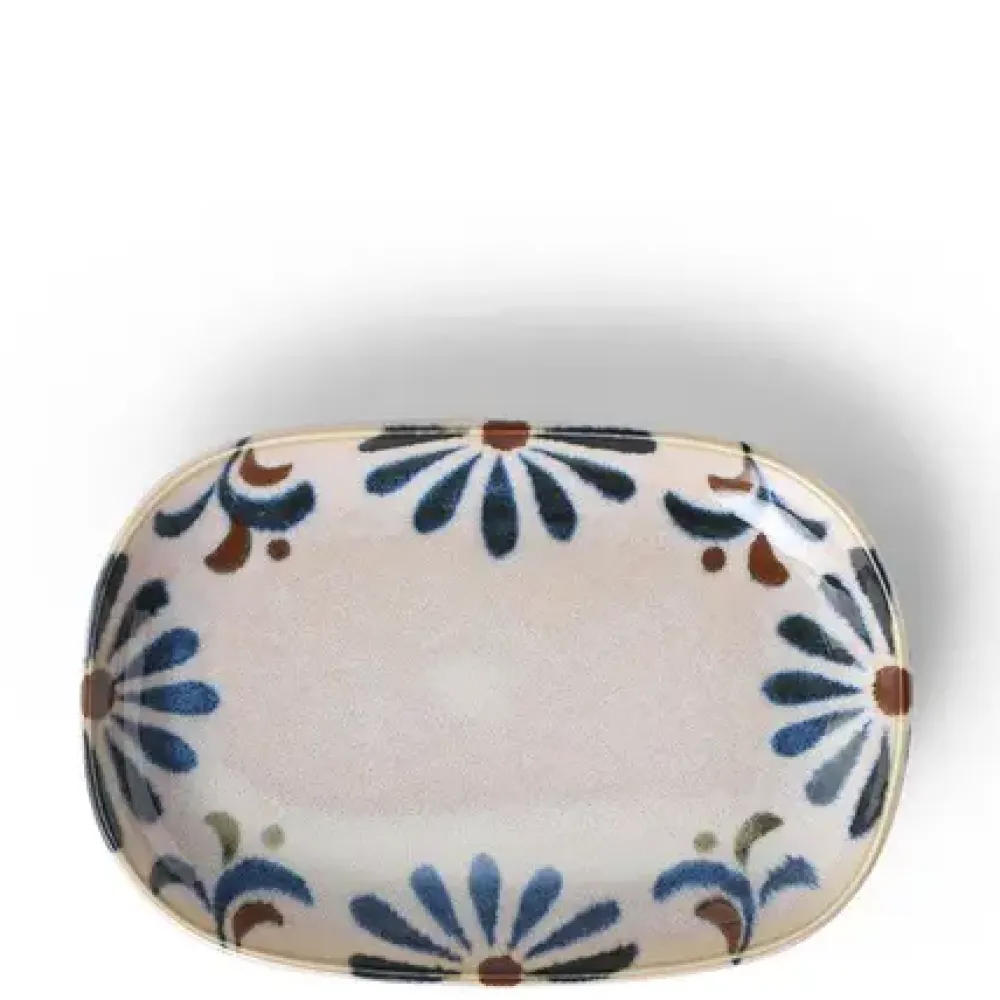 Rustic Blue Floral Rectangle Plate^MIYA Company Sale