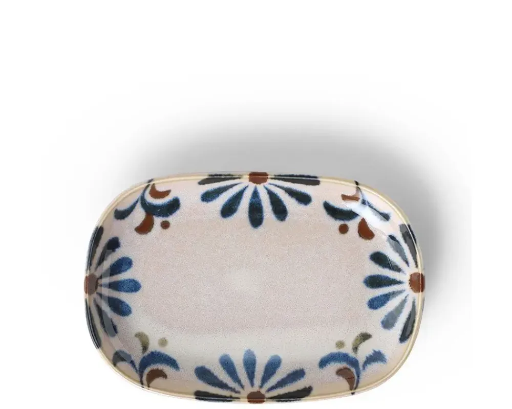 Rustic Blue Floral Rectangle Plate^MIYA Company Sale