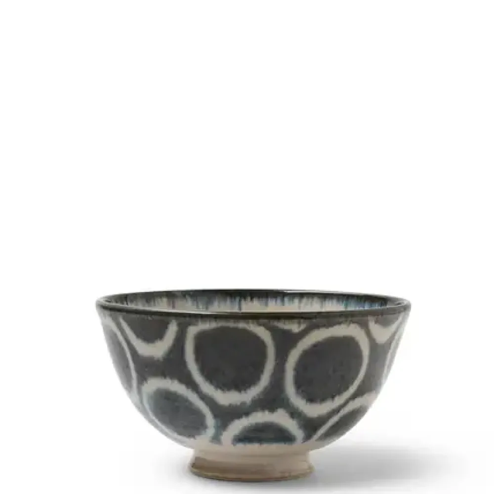 Rustic White Circles Rice Bowl^MIYA Company Outlet