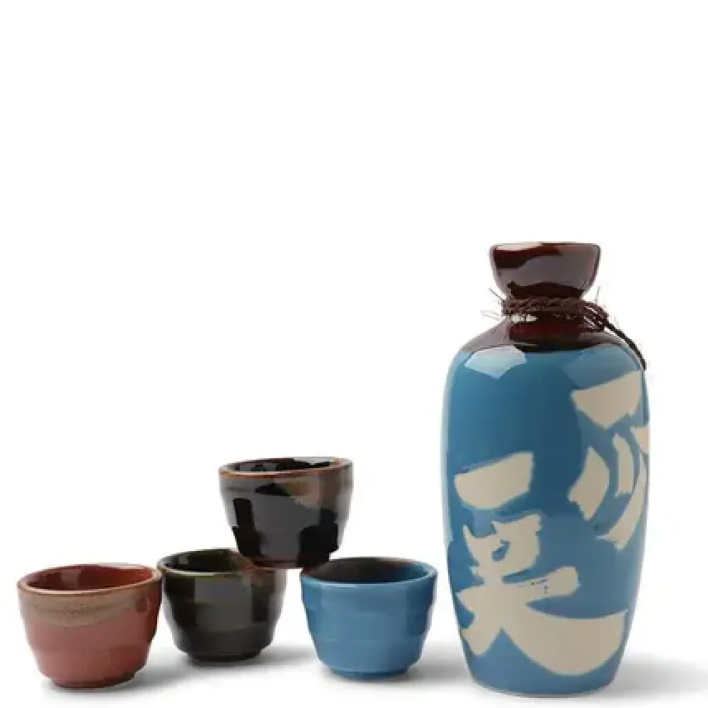 Sake Set Turquoise Issho Issho^MIYA Company Hot