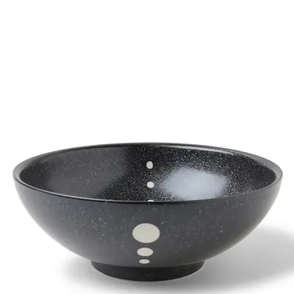 Satin Black White Dots 8-3/8" Bowl^MIYA Company Best