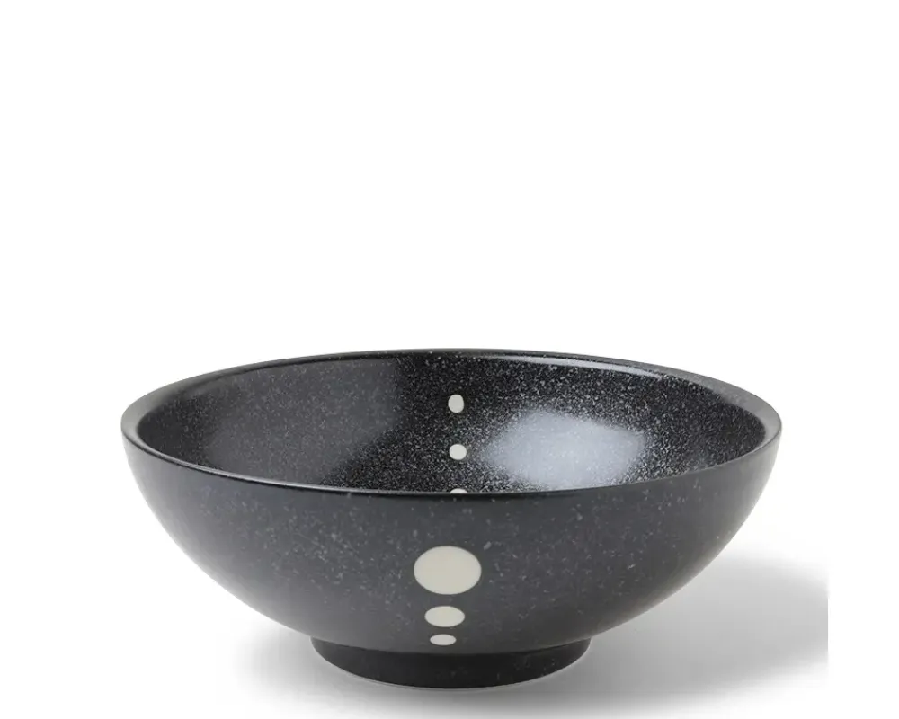 Satin Black White Dots 8-3/8" Bowl^MIYA Company Best