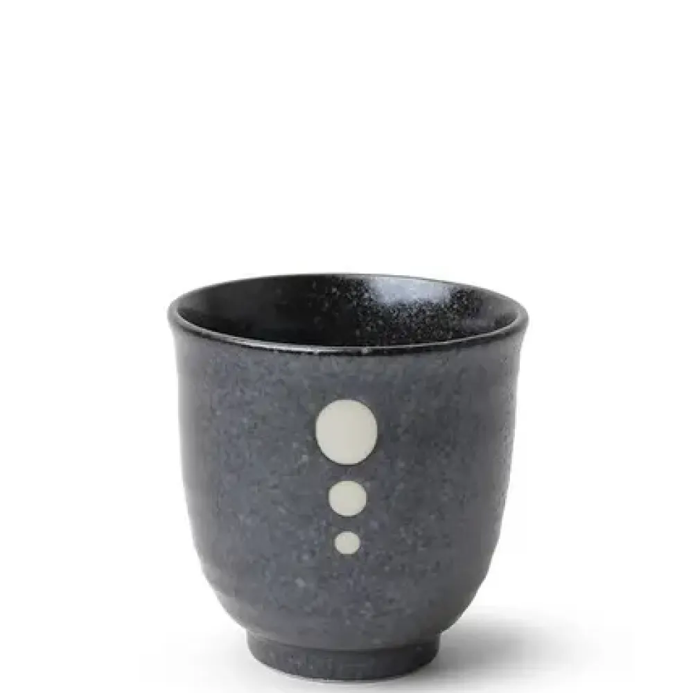 Satin Black White Dots Teacup^MIYA Company New