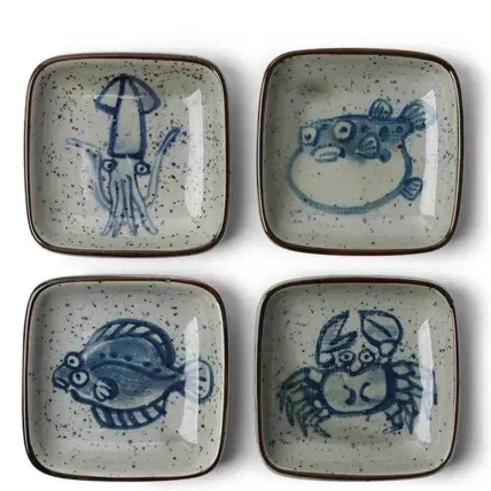 Sauce Dish 3.5" Sea Life Set/4^MIYA Company Best Sale