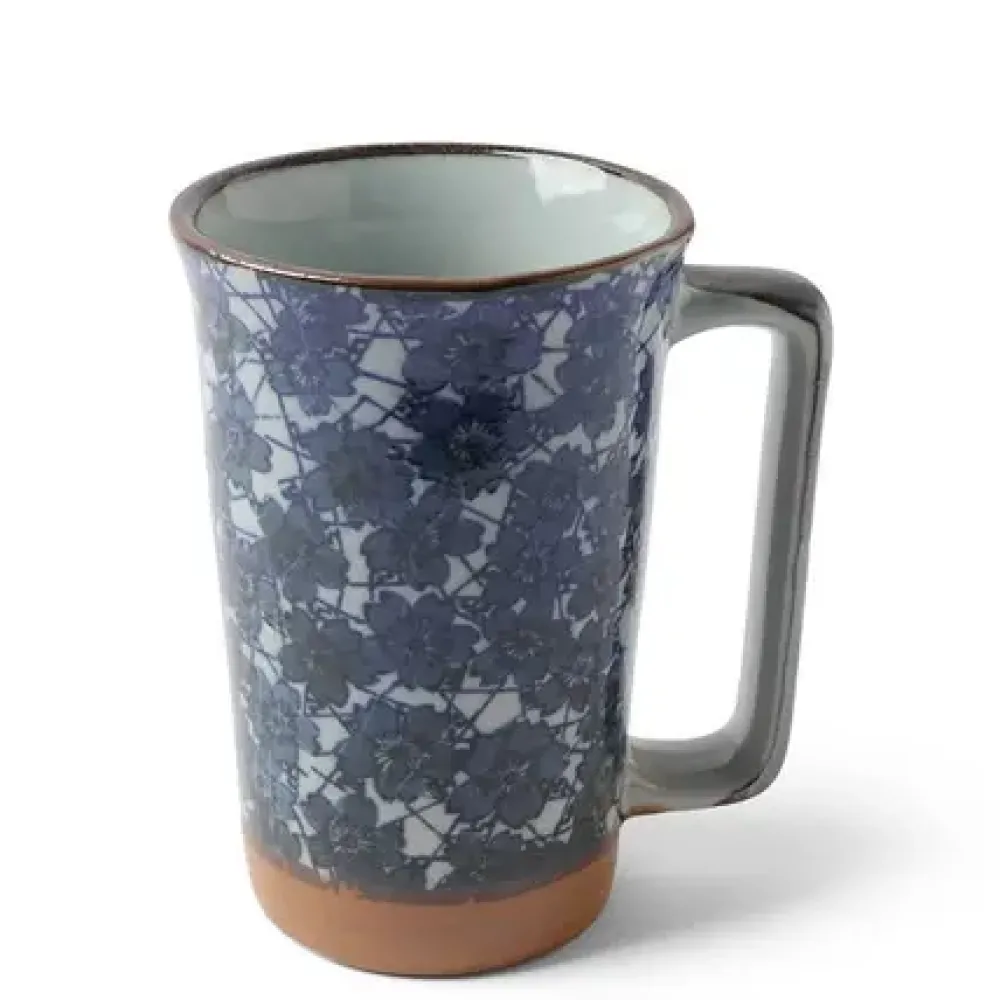 Tall Mug Blue Flowers 12 Oz.^MIYA Company Clearance