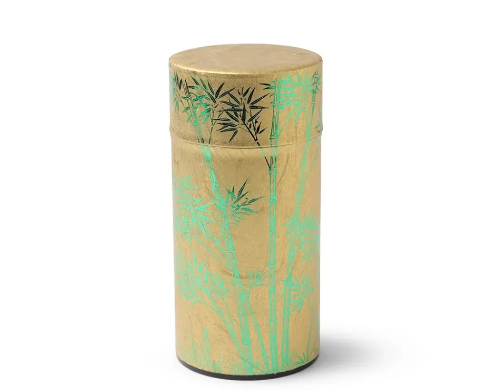 Tea Canister Gold/Green Foil Bamboo^MIYA Company Clearance