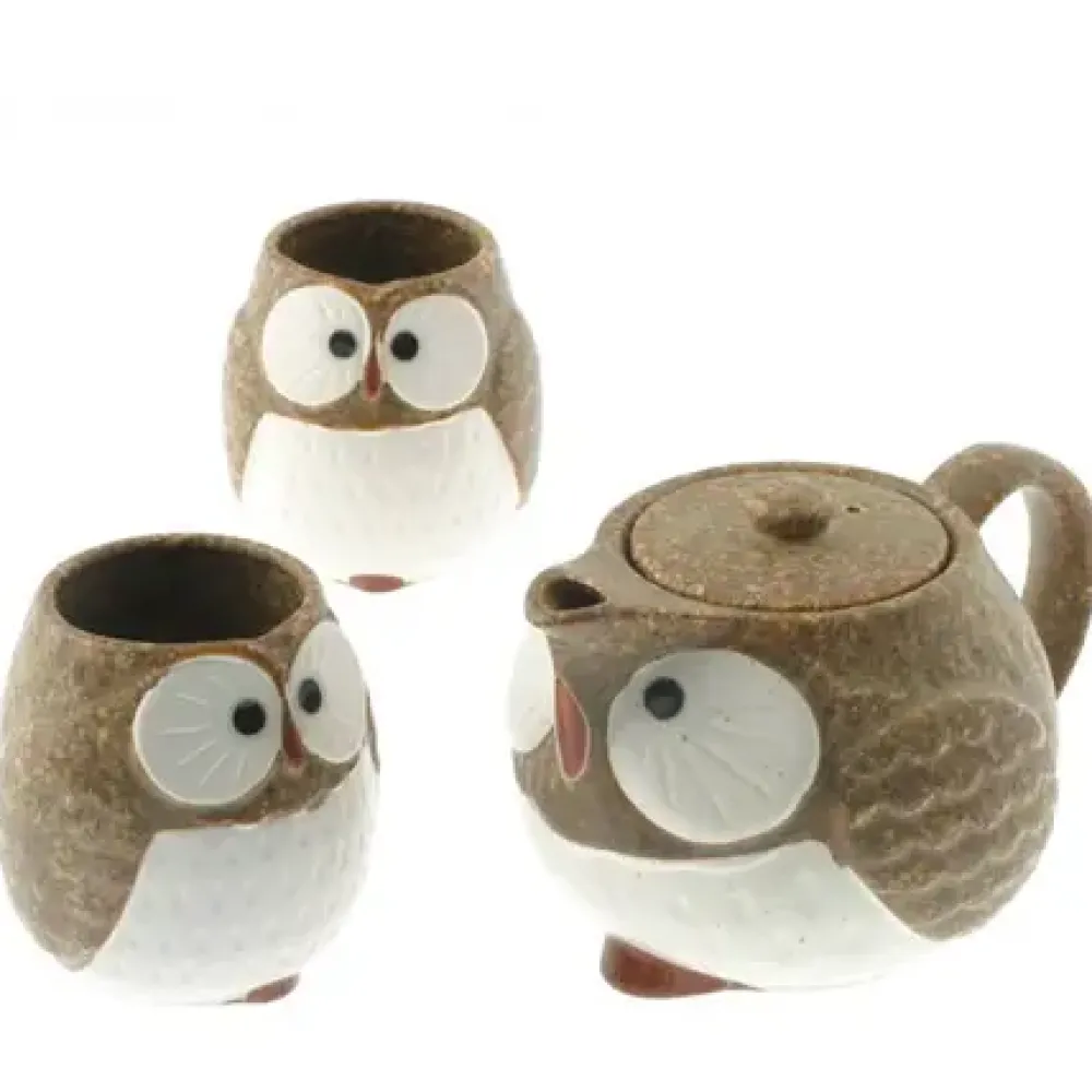 Tea Set Owl Brown^MIYA Company Discount