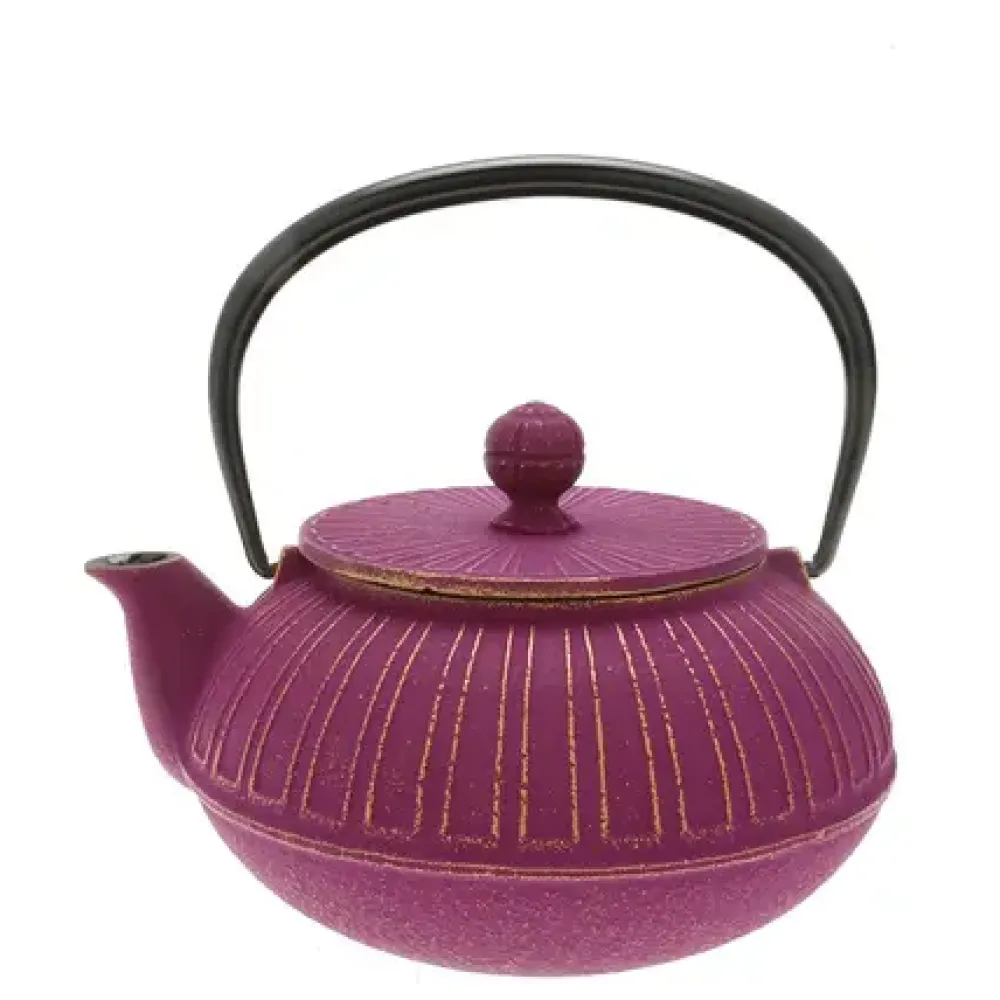 Teapot Cast Iron Gold Purple Chrysanthemum^MIYA Company Discount