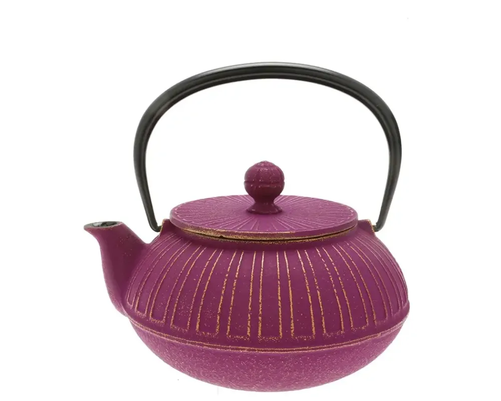 Teapot Cast Iron Gold Purple Chrysanthemum^MIYA Company Discount