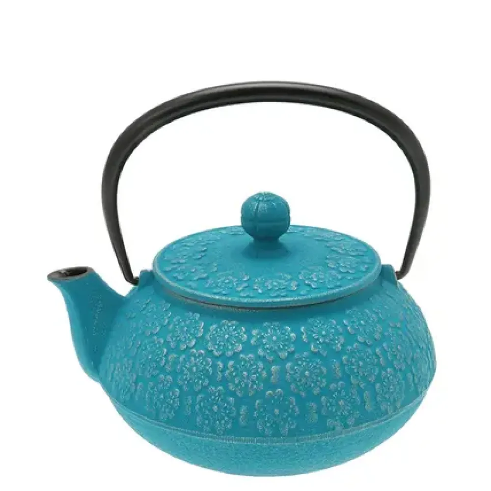 Teapot Cast Iron Silver Turquoise Sakura^MIYA Company Sale