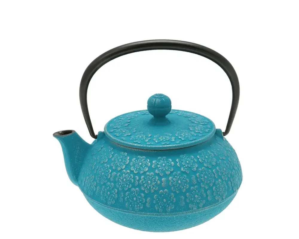 Teapot Cast Iron Silver Turquoise Sakura^MIYA Company Sale