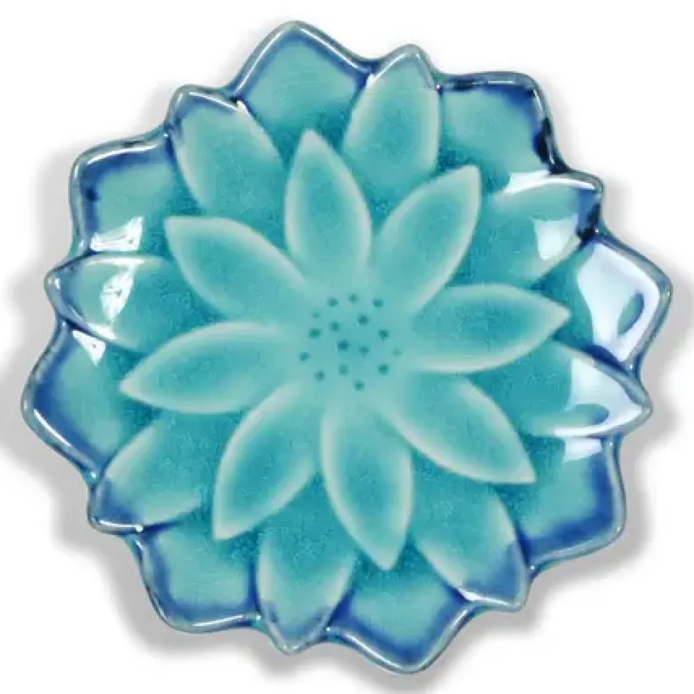 Turquoise Blue Mum 4.75" Plate^MIYA Company Cheap