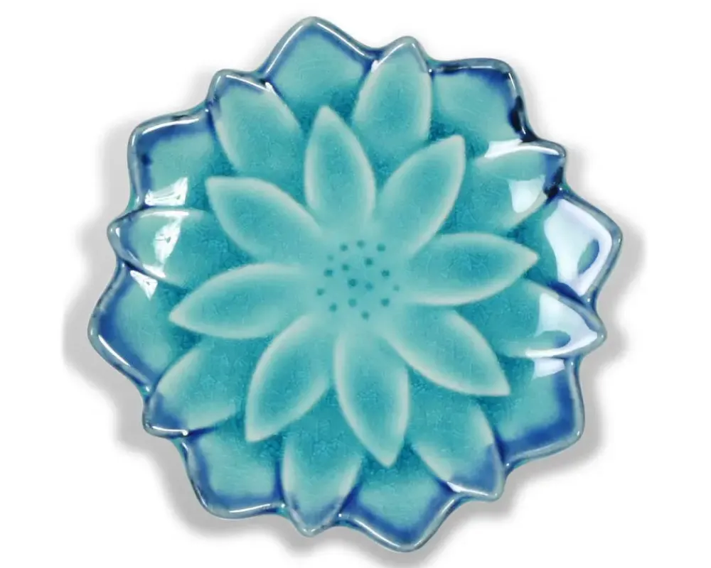 Turquoise Blue Mum 4.75" Plate^MIYA Company Cheap