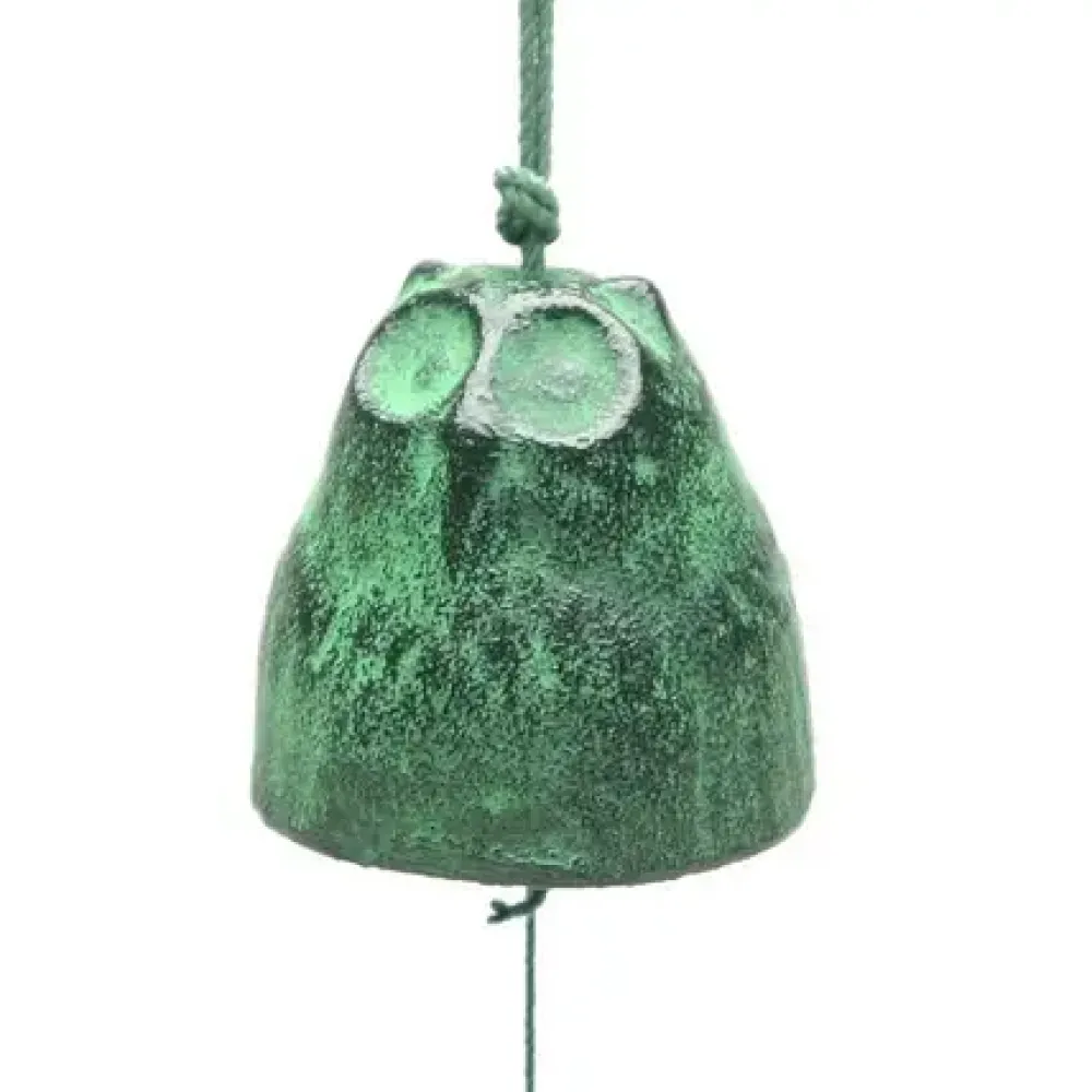 Wind Chime Owl Green 1-7/8"^MIYA Company Shop