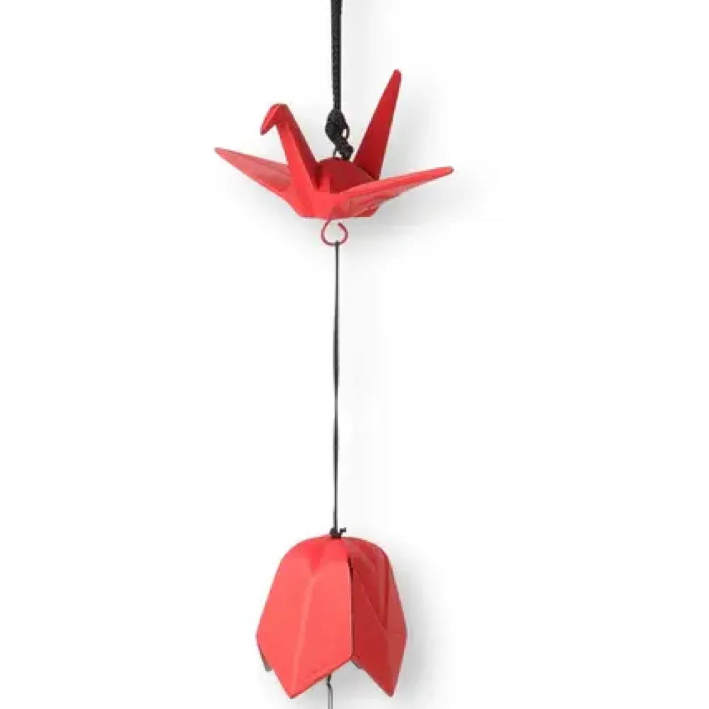 Wind Chime Peace Crane Red 1-7/8"^MIYA Company Clearance