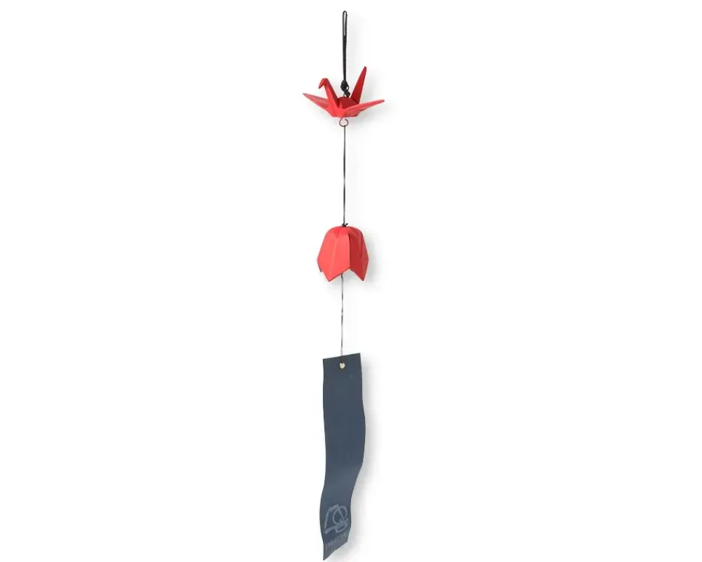 Wind Chime Peace Crane Red 1-7/8"^MIYA Company Clearance